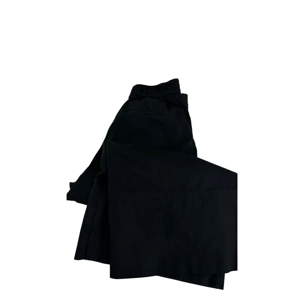 Banana Republic Linen Pants Wide Leg Cropped Black SZS Coastal Classic Luxe
